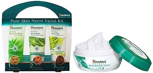 Image of Himalaya Pure Skin Neem Facial Kit (Facewash 50ml, Scrub 50g & Face Pack 50g) & Himalaya Nourishing Skin Cream, 100ml