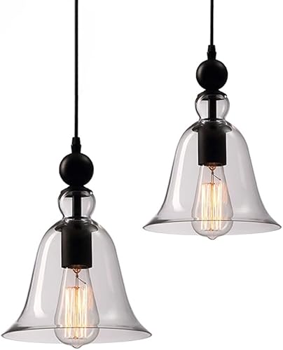 Paquete de 2 lámparas colgantes, moderna pantalla de vidrio gris ahumado de 8.6 pulgadas, iluminación colgante de techo con acabado de globo de