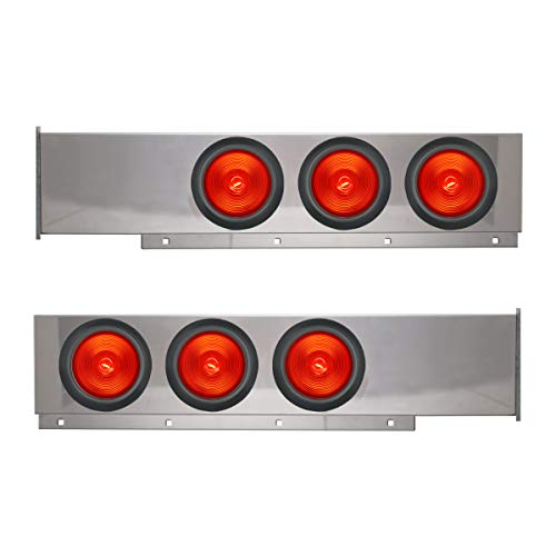 Image of GG Grand General 80111 Chrome Mud Flap Hanger with 4 inches Red Incandescent Light, Pair