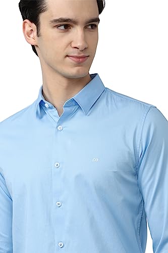 Image of Peter England Men's Slim Fit Full Sleeve Casual Shirt in Twill Weave Cotton