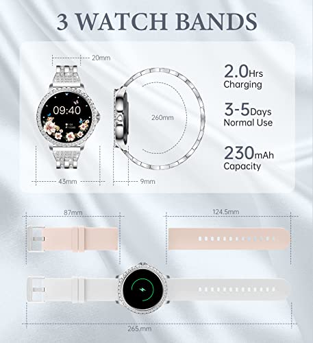 Iaret Smart Watch For Women (Call Receive Dial), Smart Watches For Android Ios Phones 1.32" Hd Smartwatch With Ai Voice Control Heart Rate Sleep Monitor Pedometer Waterproof Activity Tracker, Silver #TOP6