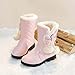 Girls Cute Fuzzy Lined Princess Boots Winter Warm Thick Snow Shoes Fashion Bowknot Mid Calf Boots