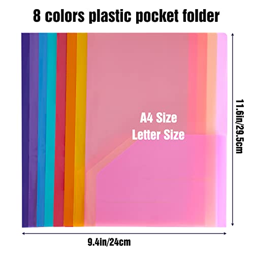 Eoout 24Pcs Plastic Pocket Folders With 2 Pockets For Office Students And School, Letter Size, A4 Size, 8 Assorted Colors #TOP1