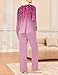 Ekouaer Womens Pajama Sets Two Piece Lounge Set Fall Winter Pajamas Long Sleeve Pjs Top and Pants Soft Pleated V Neck Sleepwear Purple/Leaf, Medium