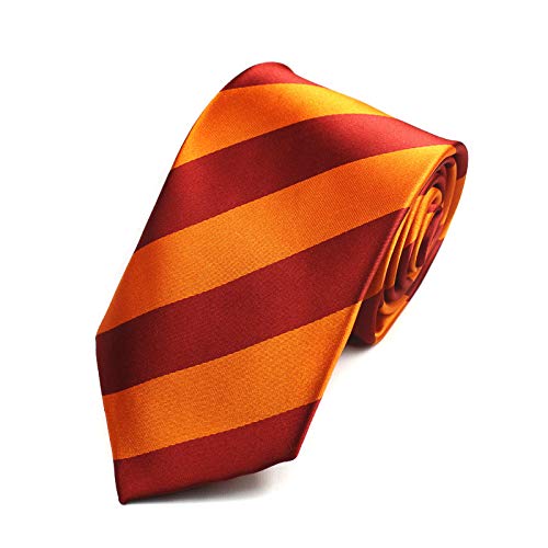 Cravate rayée 100 % soie Bleu Noir Gris Rouge Vert Orange Jaune Mariage Cravate - Orange - Taille Unique Cover