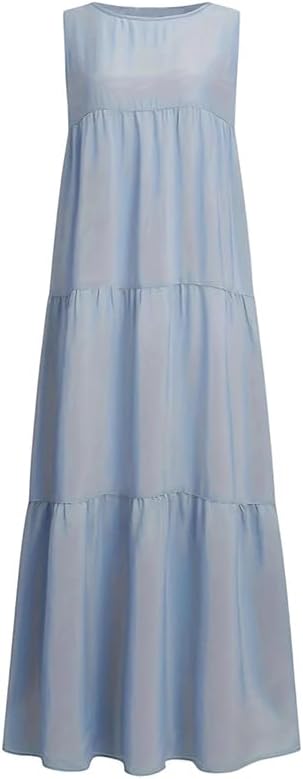 Women's Casual Solid Colordress with Belt Round Neck Short Sleeve Simple Classic Dress