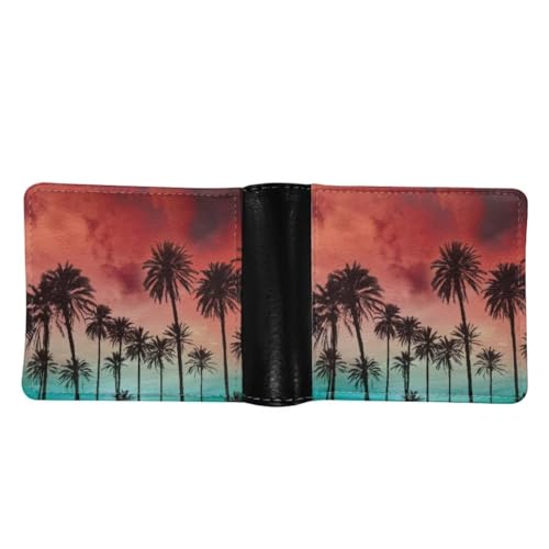 Coldinair Palm Tree Sunset PU Leather Wallet for Men RFID Blocking Slim Bifold Wallet with 4 Card Slots2