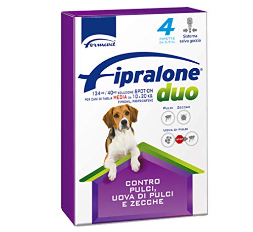 Formevet Fipralone Duo   Antiparasitario para perros de 10 a 20 kg utilizado para las plagas de pulgas, garrapatas y huevas