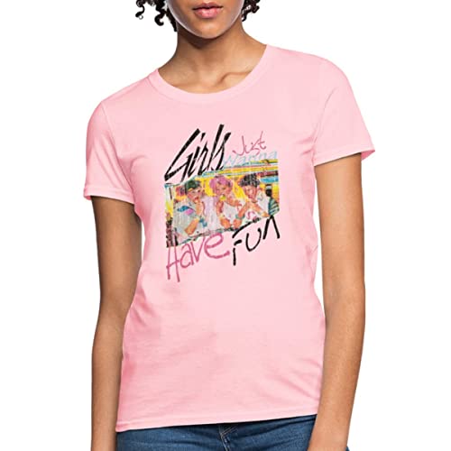 Spreadshirt Girls Just Wanna Have Fun Women's T-Shirt, XL, Pink