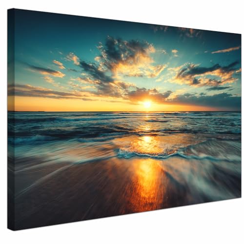 AREDE Tableau Décoration Murale sur Toile | Paysage marin nuageux | Art Déco Salon Chambre | Tableau Moderne 60 x 40 cm | Prêt à être accroché