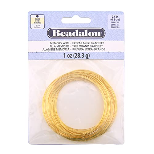 Image of Beadalon Carbon Steel Memory Wire, Round, X-Large Bracelet, Gold Color, 1 oz, Approx. 62 coils