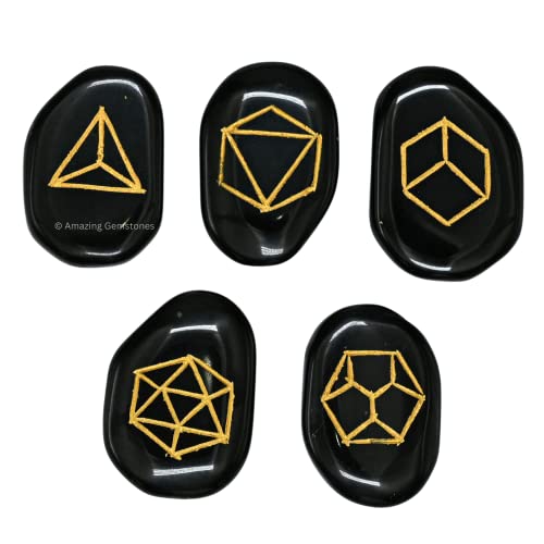 Fifth Element Stones Healing Crystals Set Black Agate 5th