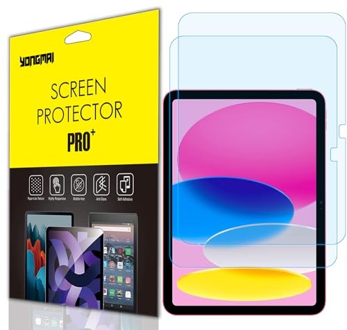 Yongmai 2 Pack - Blue Light Blocking Screen Protector For Ipad 10.9 Inch Tablet (2022 Released, 10Th Gen, A2696/A2757/A2777), Anti-Blue Light Anti-Glare Ipad 10.9 Inch Tablet Screen Protector Anti-Fingerprint cover
