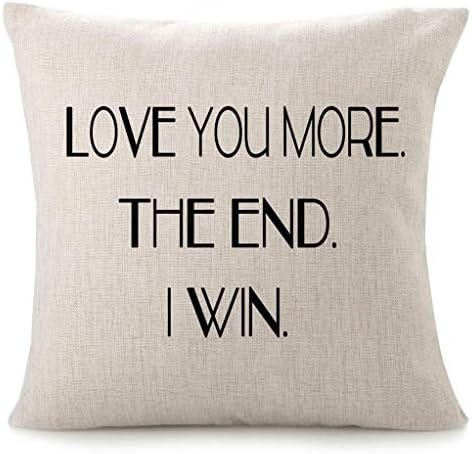 CHICCAT Cotton Linen Throw Pillow Case - Love You More Calligraphy Home Decor Wedding Gift Engagement Present Housewarming Gift Cushion Cover 18 X 18