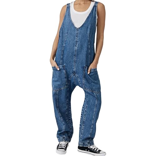 Pull en jean femme pour sorties et weekends à bretelles et poches