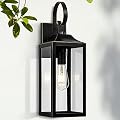 19" Large Outdoor Wall Light, Black Outside Light for House Outdoor Sconce Wall Lighting Fixture, Farmhouse Exterior Wall Mount Lantern for Porch, Waterproof Glass Patio Lamp, Black with Gold Trim