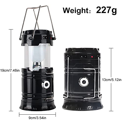 MeYuxg Pack of 2 LED Camping Lights, Solar Camping Lamp, Rechargeable Waterproof Camping Lantern, Hand Lamp, Power Bank, 3 Light Modes for Fishing, Hiking, Adventure, Hunting - Image 3