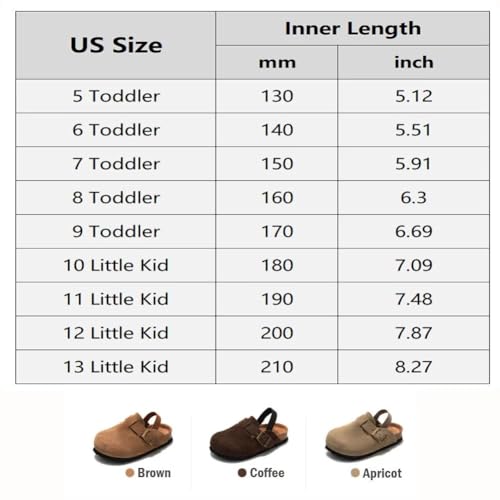 Dubuto Kids Suede Clogs Toddler Clogs Boys Girls Leather Mules Slippers Cork Footbed Sandals Potato Shoes With Arch Support thumb #8