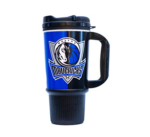 NBA Dallas Mavericks Basketball 24oz Gripper Mug with Lid and Handle by Whirley Drink Works Perfect for Travel and Sports Events On The Go, Dual Walled For Better Insulation