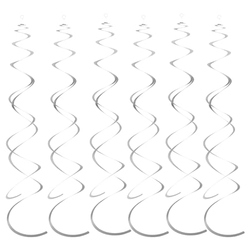 36 Piezas Colgante Remolino Decoraciones de Fiesta Serpentinas de Plástico Remolino Espiral Decoración de Techo Serpentinas de Cumpleaños Boda Aniversario Decoración de Navidad (Plata)