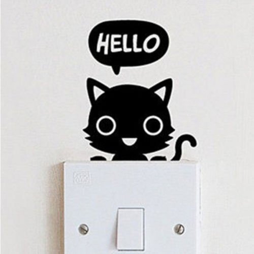 Ahaccw(TM) Cute Cat Vinyl Wall Swith Sticker for Children's Room Bedroom