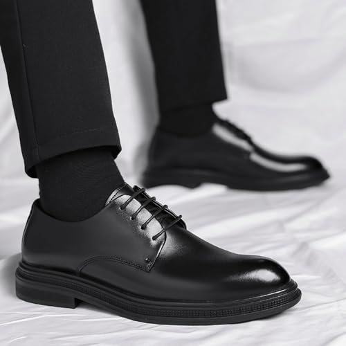 Men’s Genuine Leather Oxfords Dress Shoes, Round Toe Lace-up Genuine Leather Comfort Dress Shoes for Wedding Office2