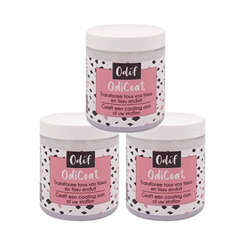 Odif OdiCoat – Efecto tejido recubierto – Gel impermeable y protector para tejidos – Gel a base de agua, sin bisfenol, fabricado en Francia – Lote de 3 – 250 ml