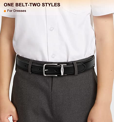 Kemisant Reversible Belts For Boy, Boys Leather Belts For Casual Dress Pants Jeans 1",Size Ajdustable #TOP4