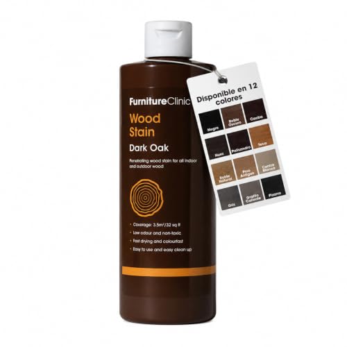 Image of Furniture Clinic Wood Stain | Dark Oak | Water Based | Fast Drying, Low Odor, & Non-Toxic | for Indoor & Outdoor Furniture and More | Multiple Finishes | (17oz / 500ml)