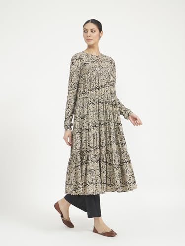 Image of FIORRA Women's Paisley Printed Pure Cotton Anarkali Kurta