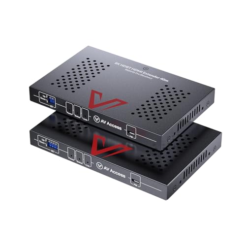 Image of AV Access 8K HDMI Extender Over Cat 6a /7, 40m /131ft HDBaseT Extender Supports 8K@60Hz, Zero Latency, HDR10, Audio Extraction, Bi-Directional IR /RS232, PoC, HDCP 2.3&EDID Management for Home Theater