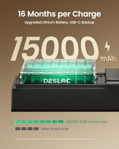 DESLOC Fingerprint Smart Lock with Handle, 16 Month Last, Built-in WiFi - image 2
