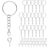 UIEXAY Lot De 50 Porte-Clés Avec Chaîne Ouverte, 25 Mm