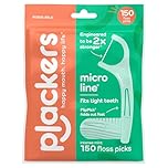 Plackers Micro Mint Dental Flossers, Fresh Mint Flavor, Fold-Out Toothpick, Super Tuffloss, Easy Storage with Sure-Zip Seal, 150 Count