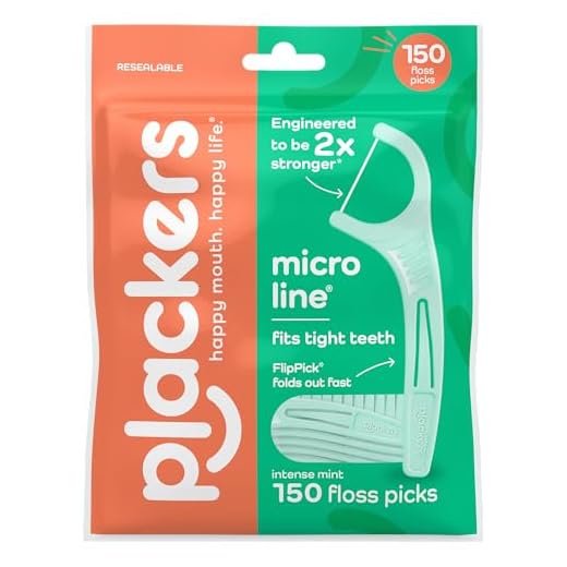 Plackers Micro Line Dental Floss Picks, Fold-Out FlipPick, Tuffloss, Easy Storage with Sure-Zip Seal, Fresh Mint Flavor, 150 Count