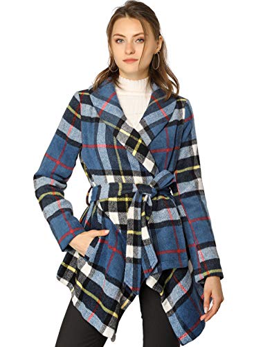 Manteau à col retourné en drap bleu au design asymétrique premium