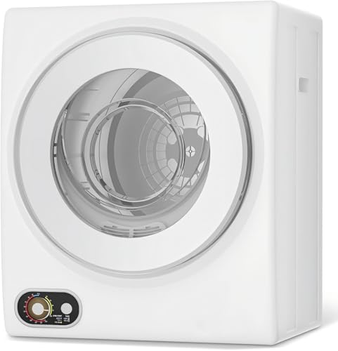 Compact Laundry 120V Clothes Stainless Steel Inner Tub, Electric Machine for Small Space, Apartments, hostels, RVs Portable Dryer, 1.5 Cubic Feet, Gray/White