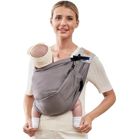 vrbabies Baby Sling Carrier Newborn, Adjustable Easy Wearing Baby Nursing Warp Sling, New Mom Dad Soft Cotton Baby Front Holder Carrier for Infant Toddler Life Travel Essential Gifts(Brown) Cover