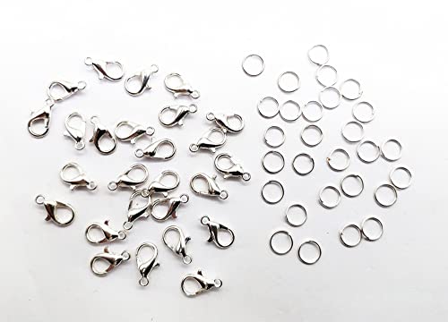 Image of eshoppee DIY Kit, Silver Color 24 Pcs Necklace End Locking, Lobster Clasp, Hook, Lock, for Jewellery Making, Art and Craft Making | Hook, Lock, Jewellery Making, Art and Craft Making