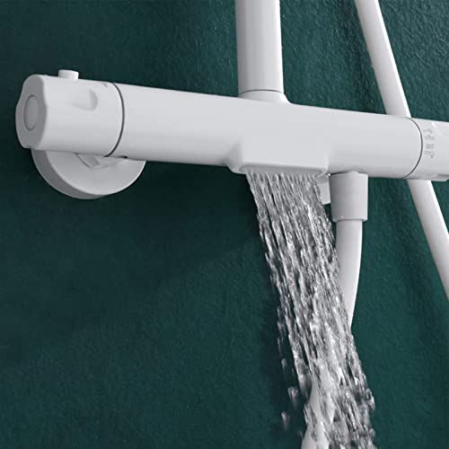 Robinetterie de douche blanche anticalcaire avec combiné pommeau rond - 4