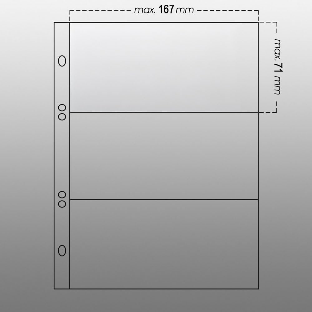 Prophila 50 Pochettes pour 3 Billets chacune (167 x 71 mm)