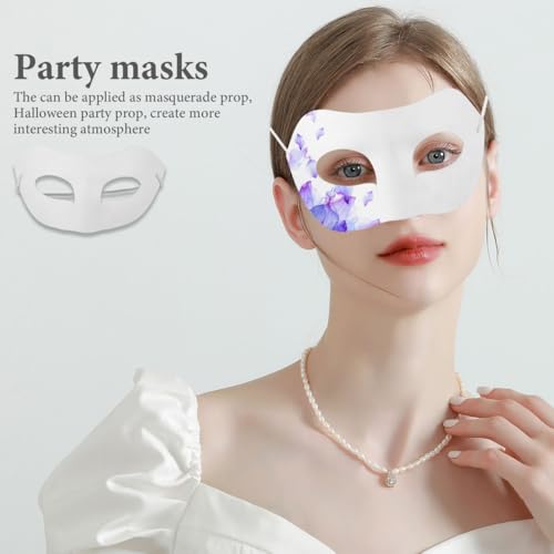 Masque de mascarade papier blanc POPETPOP pour DIY et halloween (10 pièces) - 2