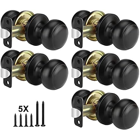 Haidms 5Packs Matte Black Passage Door Knobs, Black Closet Door Knobs,Passage Door Knobs Interior for Closet or Hall Cover