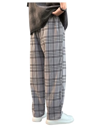 WDIRARA Men's Stretch Waist Plaid Pants Casual Workout Active Bottom2