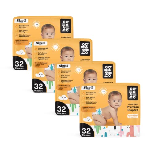 Image of Hello Bello Premium Baby Diapers Size 2 I 128 Count of Disposeable, Extra-Absorbent, Hypoallergenic, and Eco-Friendly Baby Diapers with Snug and Comfort Fit I Stuck on You