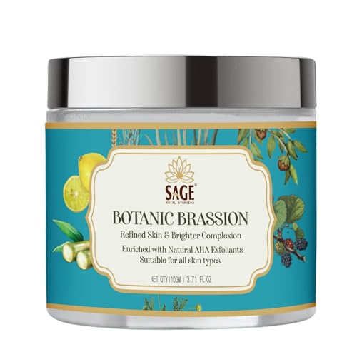 Sage Royal Ayurveda Botanic Braison Face Scrub with Cane Sugar, Lemon & Jojoba | Helps with Dead Ski...