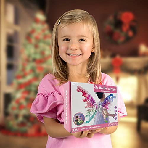 Fairy Glowing Wings for Girls,Sparkling Wings with LED Lights,Electric Butterfly-Wings for Women,Perfect Fairy Costume and Party Decoration
