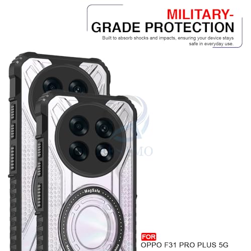 Image of AESTMO Hybrid Shockproof Back Cover Case for Oppo F31 Pro Plus 5G Compatible with MagSafe | Hard Back Case Cover for Oppo F31 Pro Plus 5G (PC & TPU, Translucent Back, Black Sides)