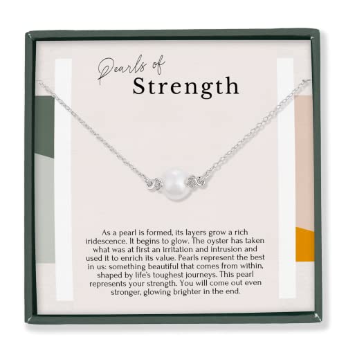 Strength necklace, Strength Jewelry, Strength Gift, Warrior necklace, Tough times gift, Pearl of Strength necklace, 14K Gold Filled (SILVER)