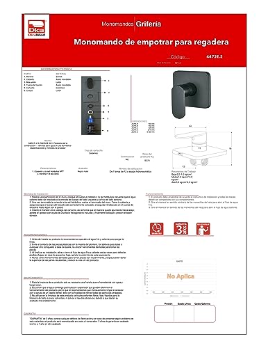 Consejos y comparativas para Comprar Monomando para regadera dica 4474 los más recomendados. 11 Imagen adicional